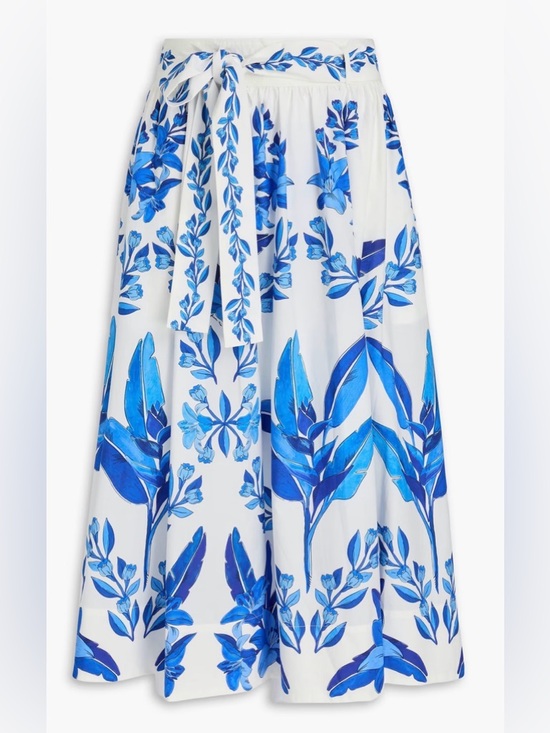 FARM Rio Dresses & Skirts - Farm Rio White Maxi Skirt with Blue Botanical Print Medium New w Tags